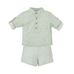 Babidu Mint Green Kids Set with Floral Design